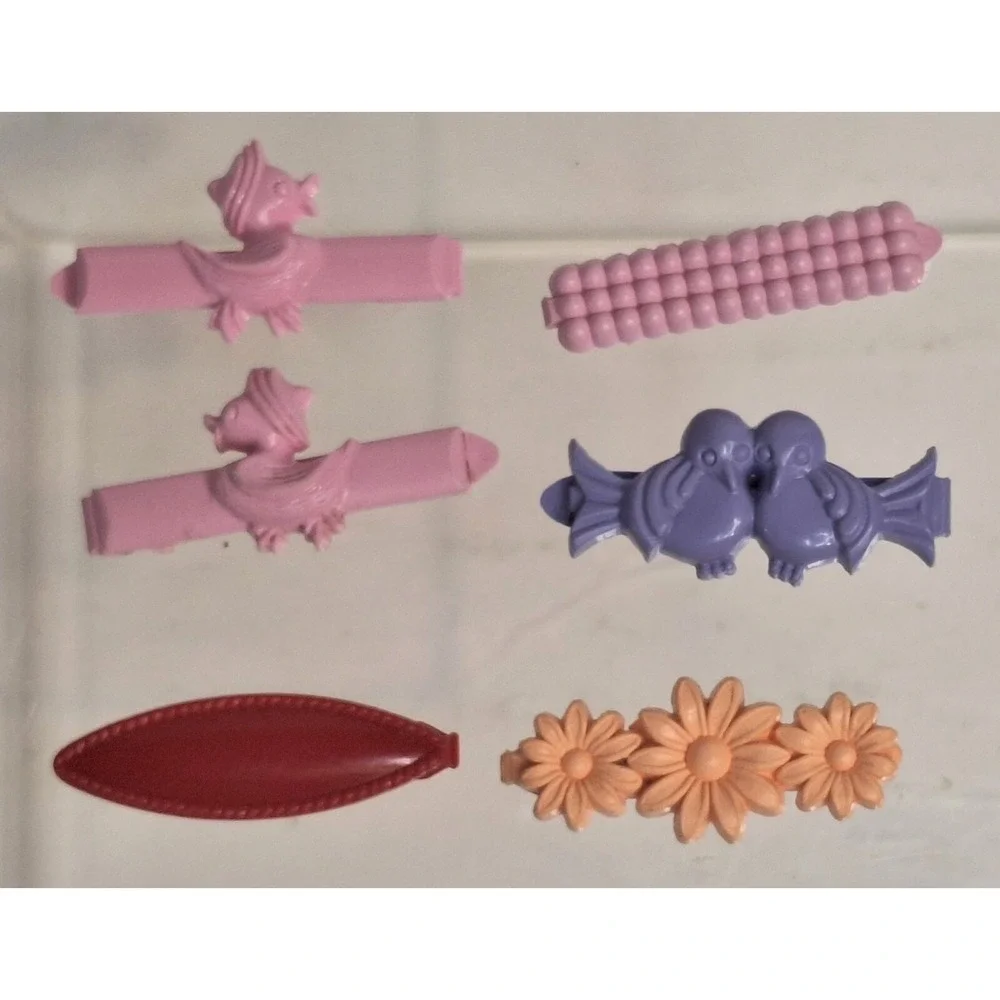 Lot Of 6 Goody Kids Hair Barrettes Duck Birds Plastic